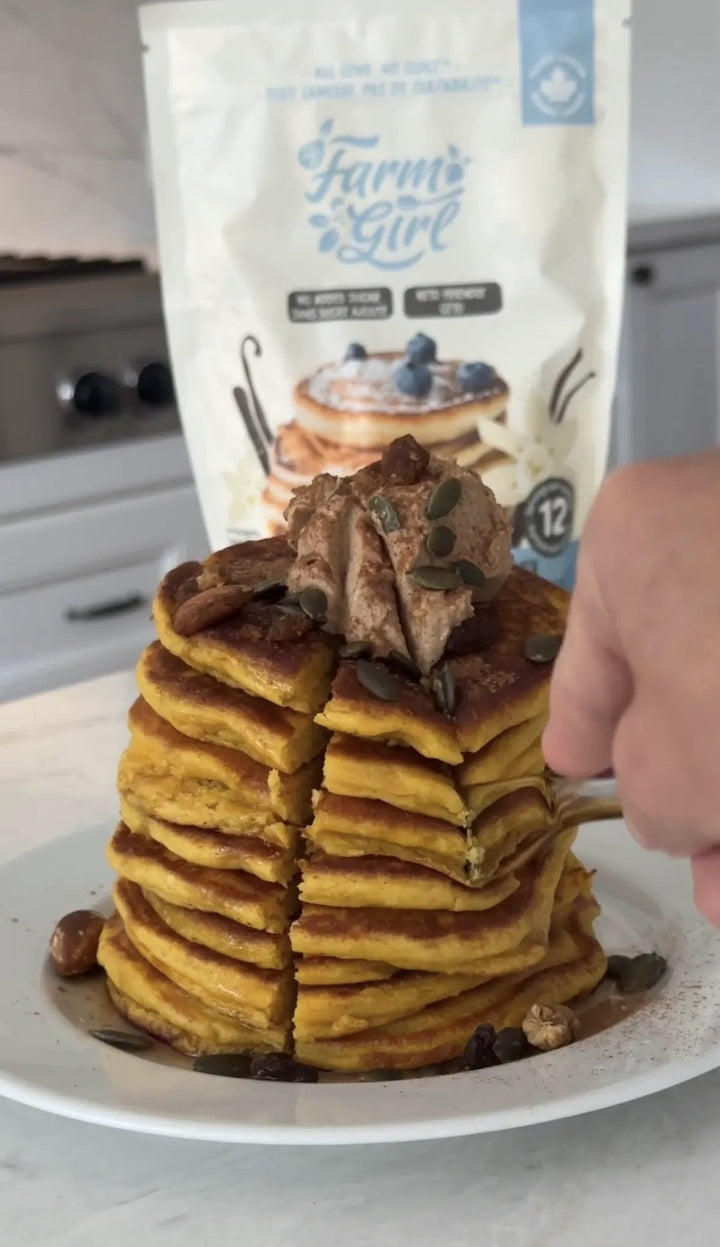 Pumpkin Pancakes with Cinnamon Almond Butter
