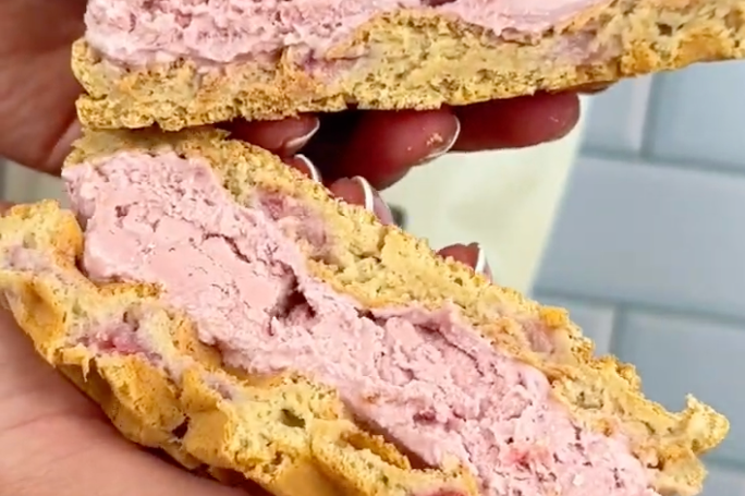 Strawberry Waffle Ice Cream Sandwiches