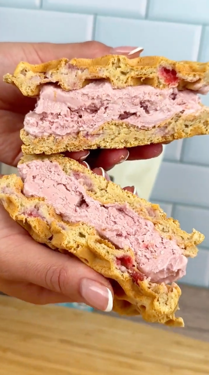 Strawberry Waffle Ice Cream Sandwiches