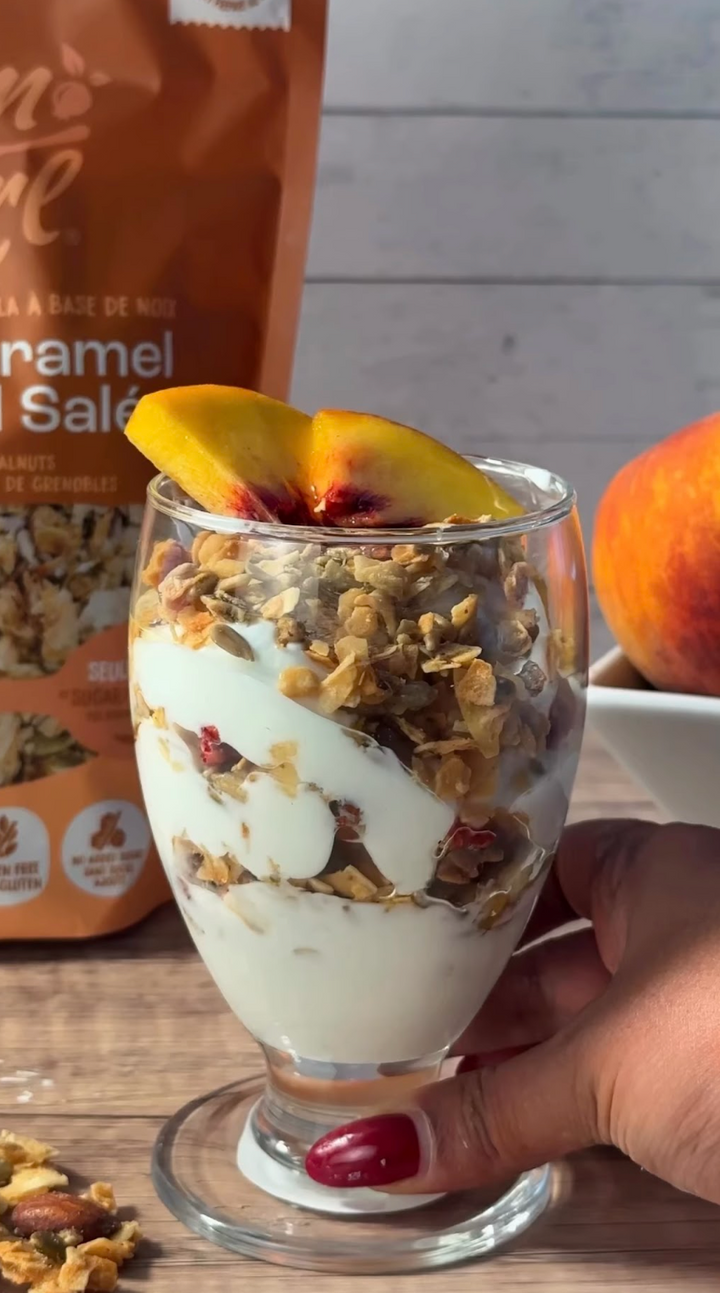 Salted Caramel Peach Cobbler Parfait