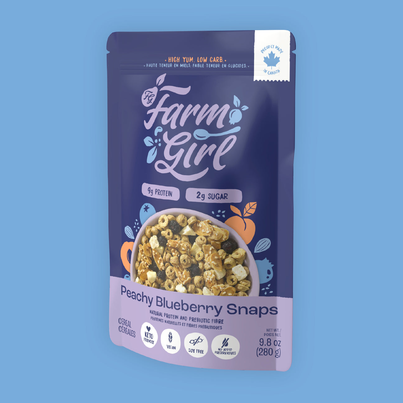 Peachy Blueberry Snaps Cereal Gluten Free, Vegan Farm Girl Farm Girl